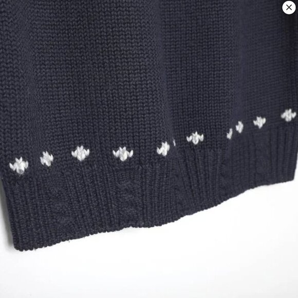 Vintage St Michael Fair Isle Wool Blend Sweater Pullover Navy Blue White Pink - Picture 12 of 13